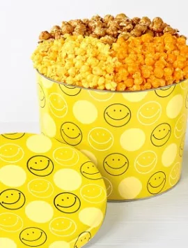 The Popcorn Factory Smiley Face 3 Way Tin 2G
