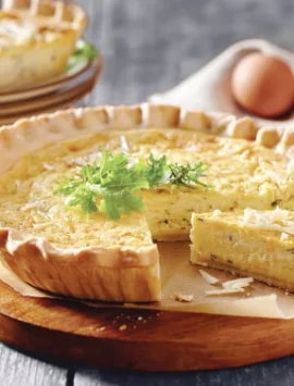 Triple Cheese And Caramelized Onion Quiche