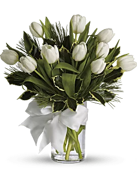 Tulips And Pine Bouquet | Same Day Flower Delivery | White | Teleflora