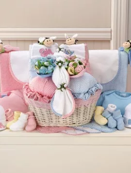 Twice The Fun Twin Newborn Gift Basket Boy And Girl