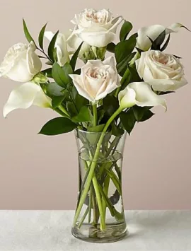 Vision in Ivory Rose and Calla Lily Bouquet