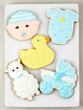 Welcome Baby Boy! Artisan Iced Cookies - Set Of 5