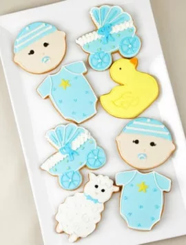 Welcome Baby Boy! Artisan Iced Cookies - Set Of 8