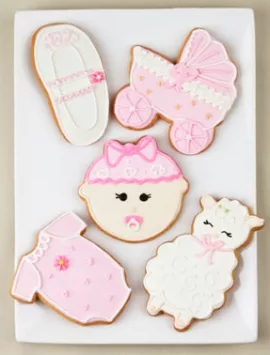 Welcome Baby Girl! Artisan Iced Cookies - Set Of 5