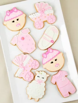 Welcome Baby Girl! Artisan Iced Cookies - Set Of 8
