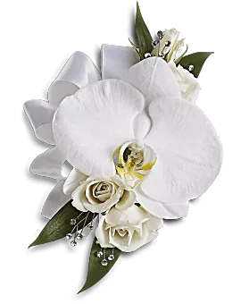 White Orchid And Rose Corsage | Corsages | Same Day Flower Delivery | Teleflora