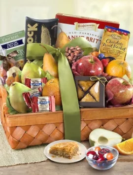 With Remembrance Kosher Fruit & Sweets Basket-Deluxe