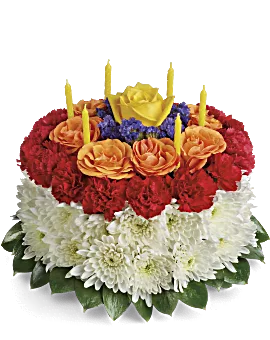 Your Wish Is Granted Birthday Cake Bouquet | Roses | Same Day Flower Delivery | Multi-Colored | Teleflora